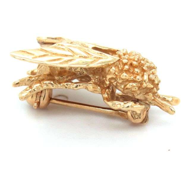 Nicely Sculpted 14K YG Honey Bee Brooch/Pin