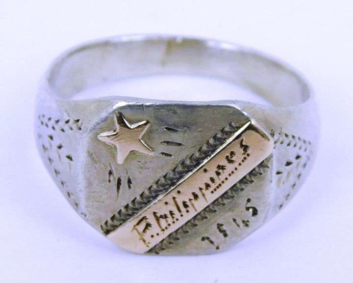 Sterling 1945 Philippines WW2 Ring, Size 10