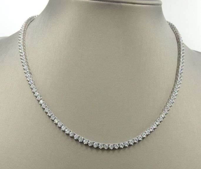 925 Sterling silver round brilliant cut cubic zirconia tennis necklace