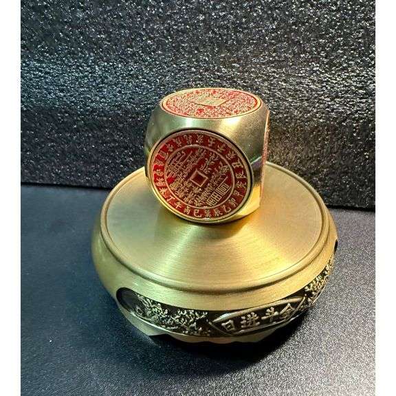 Brass Feng Shui God of Wealth Spinner with Kirin Base