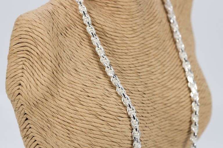 Sterling Silver Diamond-Cut Rope Chain 5.4mm Solid 925 Italy New Necklace 24"