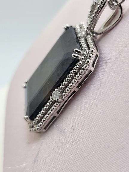 Unbelievable very fine Sapphire and diamond Necklace in Silver – GGA Certified