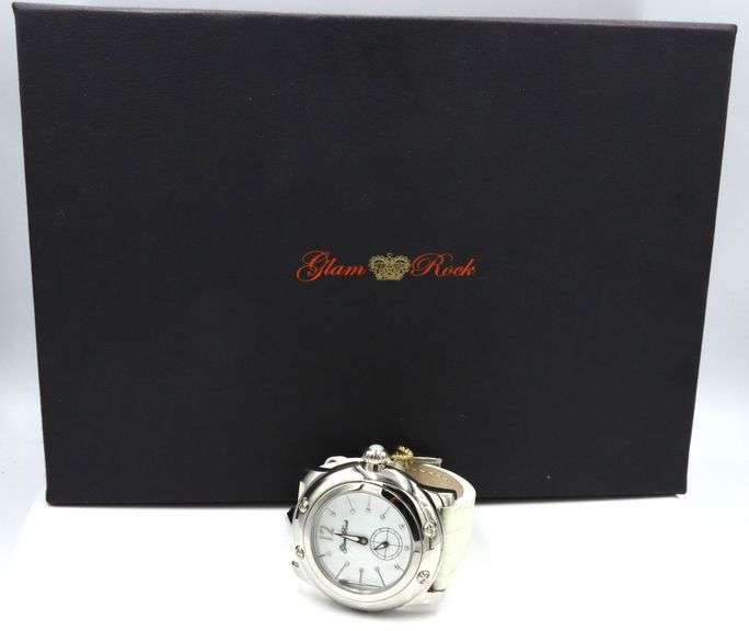 Glam Rock white dial with diamond ladies watch