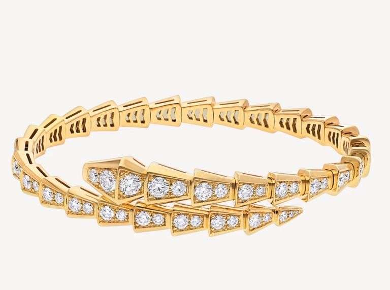 18KT Yellow Gold Hand Craftef Full Diamond Coiling Design Bangle