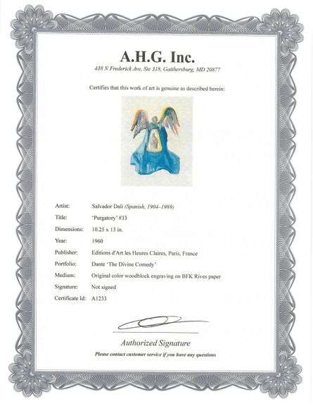 Collectible Original Color Engraving by Salvador Dali from The Divine Comedy