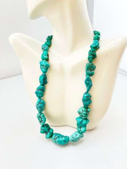 925 Sterling Silver Jay King DTR Nugget Cut Raw Turquoise Necklace
