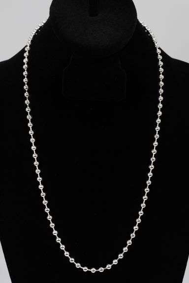 Sterling Silver Italian Ball Bead Chain 5mm 925 Italy New Dog Tag Necklace 26"