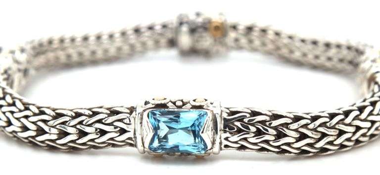 John Hardy wheaton chain blue topaz 3 stone bracelet