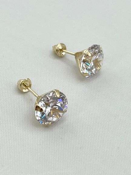 14KT White Gold Two Carat CZ Stud Earrings