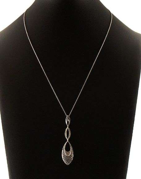 0.70ctw Pave Black and White Diamond Geometric Drop Pendant Necklace in 14K