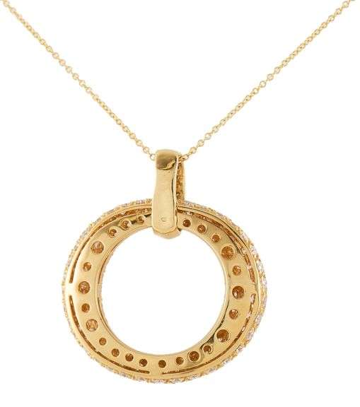 3.25ctw Pave Diamond Open Circle Pendant Necklace in 18K