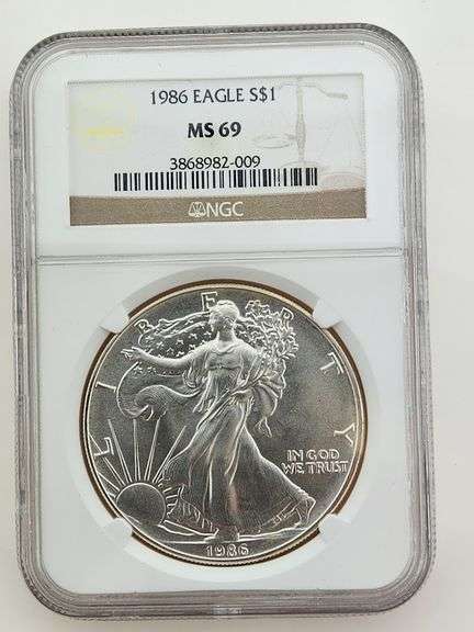 1986 American Silver Eagle, NGC MS69