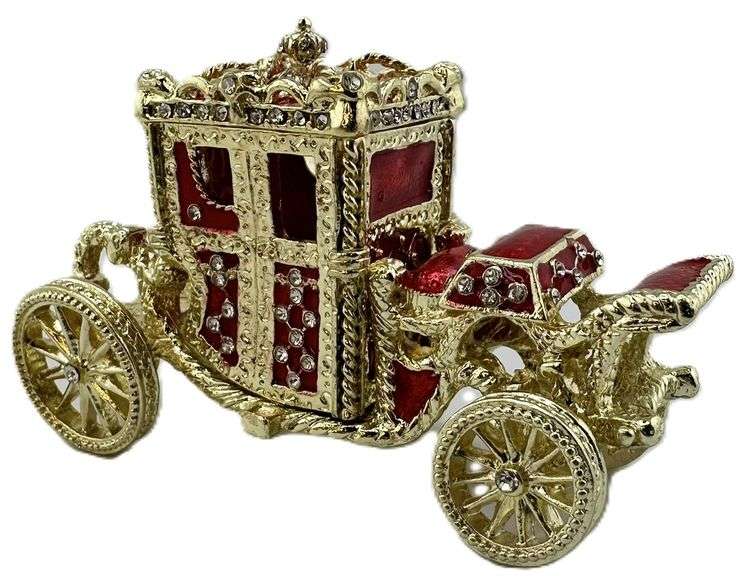 Royal Imperial Red Russian Fabergé Egg Replica with Red Carriage