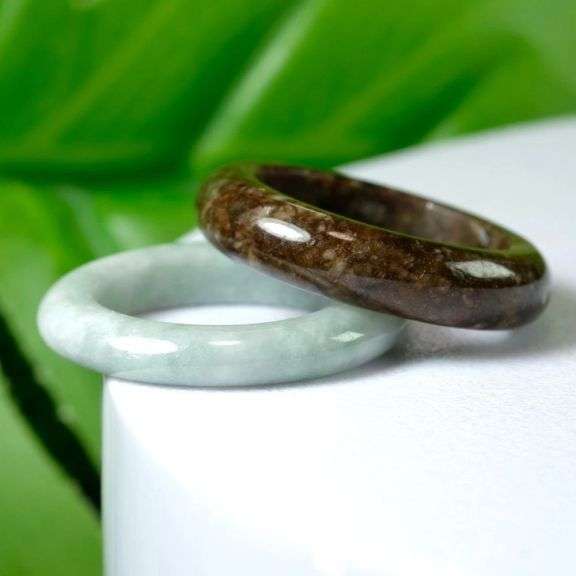 Matched size! Stackable! Size 6.2 Burmese Jade rings weighing 25.60 carats!