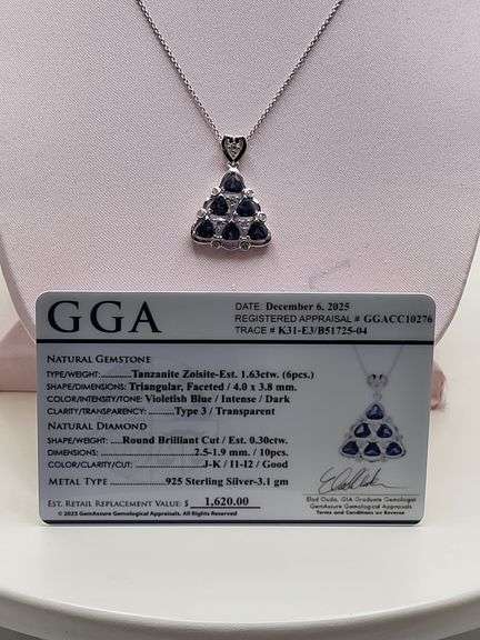 Magnificent Tanzanite Pendent in Silver – GGA Certified, size:18