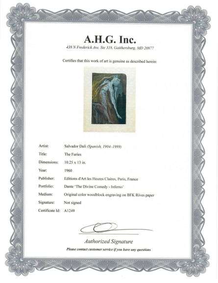 Collectible Original Color Engraving by Salvador Dali from The Divine Comedy