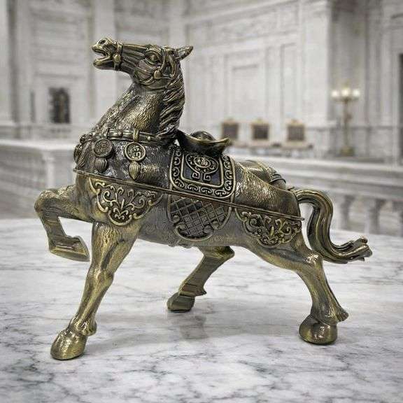 Metal Galloping Horse with Five Coin Charms