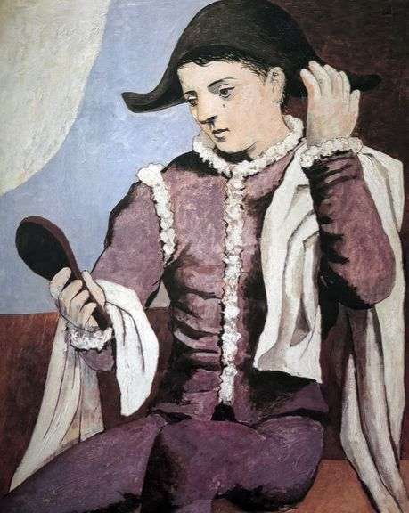 Colectible Pablo Picasso, Harlequin with a Mirror