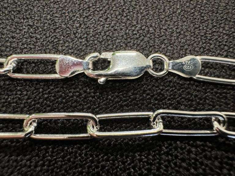 Sterling Silver Paperclip Rolo Link Chain 5mm Solid 925 Italy Necklace 18"