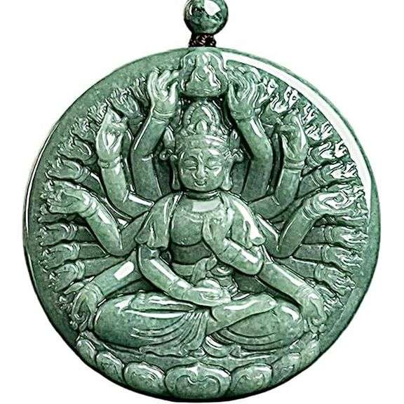 Hand-Carved Myanmar Thousand-Hand Buddha Jade