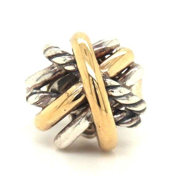 David Yurman single crossover tow tone stud earrings