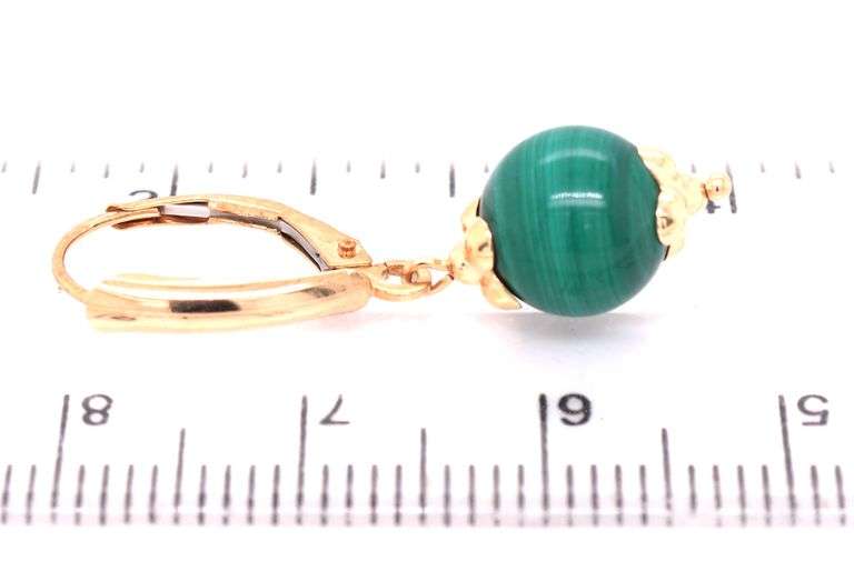 14kt Yellow gold Malachite dangle earrings