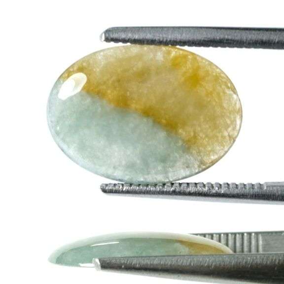 Fantastic 3.60ct untreated bi-color Burmese Jadite Jade cabochon