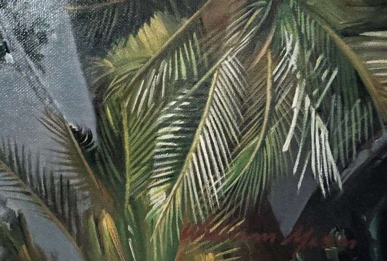 Enchanting Original on Canvas William Mason Tropical Oasis