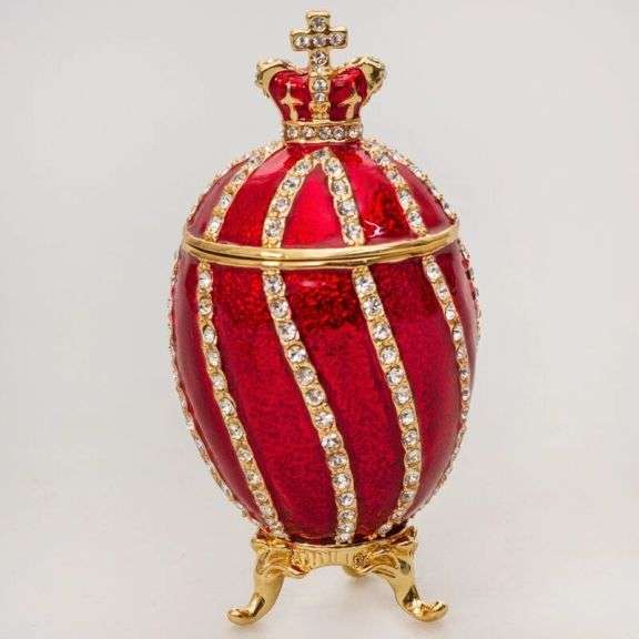 3.2" Twisted Fabergé Egg Replica Jewelry Box – Red Keepsake Яйцо Фаберже