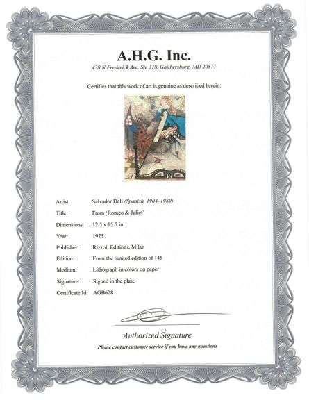 Original Salvador Dalí Lithograph from the Romeo & Juliet Rizzoli Edition, Milan 1975