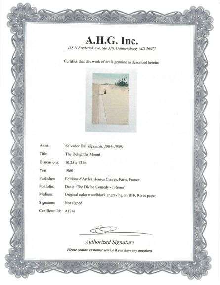 Highly Collectible Salvador Dali Original Color Engraving from The Divine Comedy