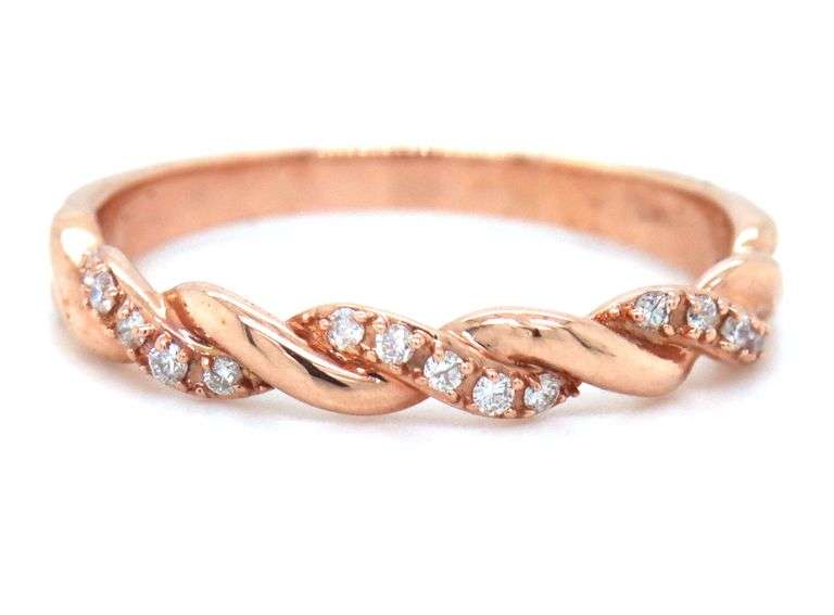 14kt Rose gold 0.12ctw twisted diamond band