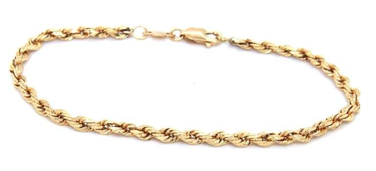 14kt Yellow gold rope chain bracelet