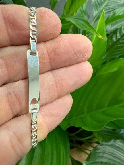 Italiain Sterling Silver Flat Marina Baby ID Bracelet in 6 Inches (.925 ITALY)