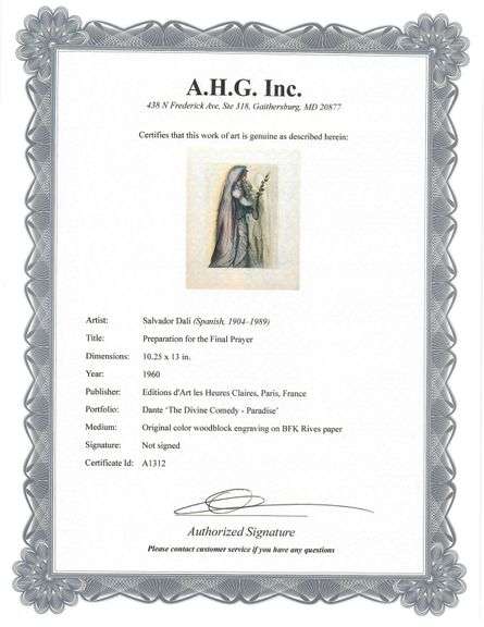 Rare Salvador Dali Original Engraving from The Divine Comedy, Paradise