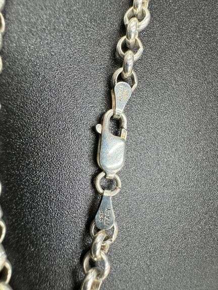 Sterling Silver Garnet Gemstone Pendant w/ 30" Sterling Silver Rolo Chain