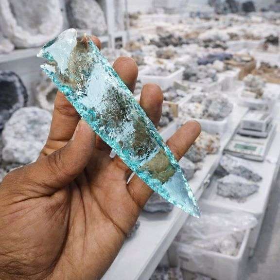 Rare Blue Aqua Obsidian Arrowhead Crystal