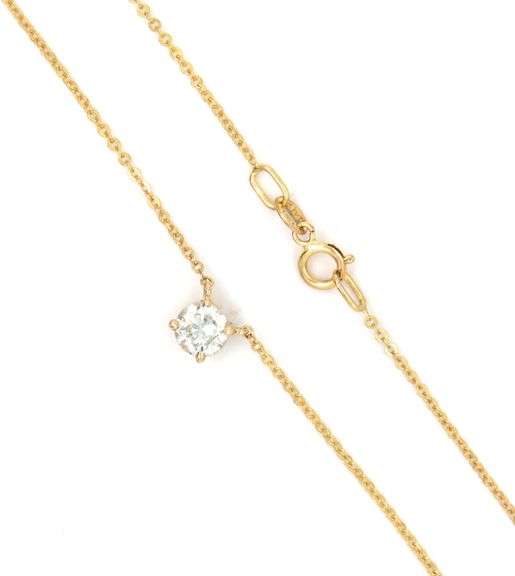 14kt Yellow gold 0.47ct round brilliant cut diamond pendant on chain