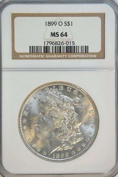 Blazing essentially Gem BU 1899-O Morgan Silver Dollar. NGC MS64