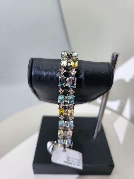 Sterling Silver Tourmaline Bracelet with Diamond accents