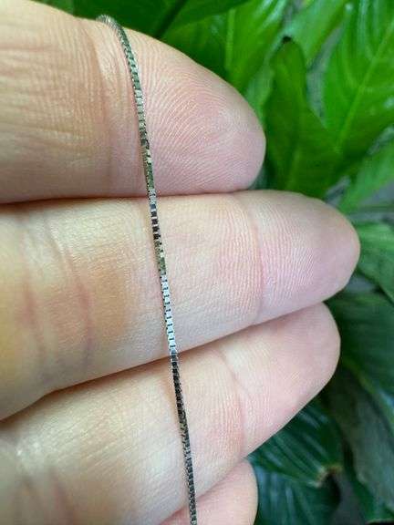14k White Gold Solid Box Link Chain 0.7mm Necklace 16"