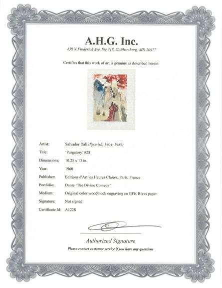 Highly Collectible Salvador Dali Original Color Engraving from The Divine Comedy