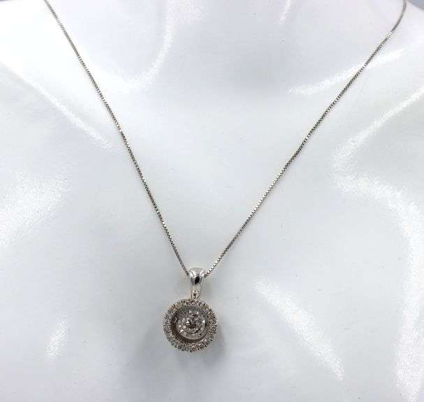 Attractive 14K WG Diamond Halo Earring & Pendant Suite