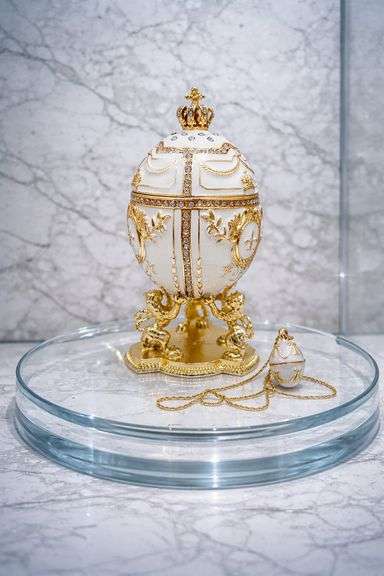 Imperial 24K Gold with Austrian Crystals Fabergé Egg & Pendant