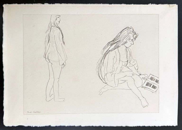 Very rare Henri Matisse etching signed in the plate, C.1920, from the series of Cinquante Dessins