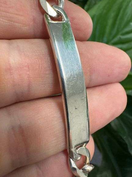 .925 Sterling Silver 8mm Figaro Link ID Bracelet 8 Inches