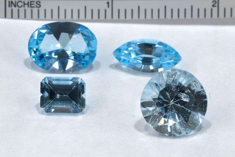 Sparkling Blue Topaz - Lot of 4