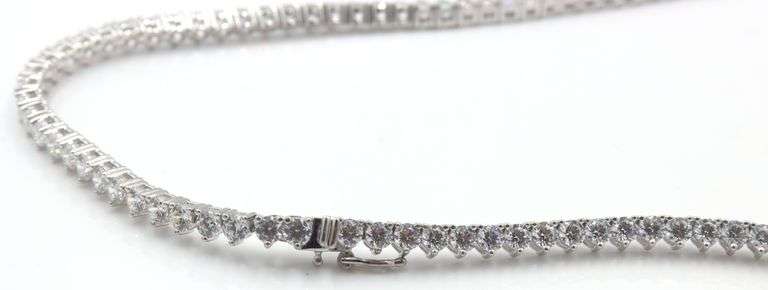 925 Sterling silver round brilliant cut cubic zirconia tennis necklace