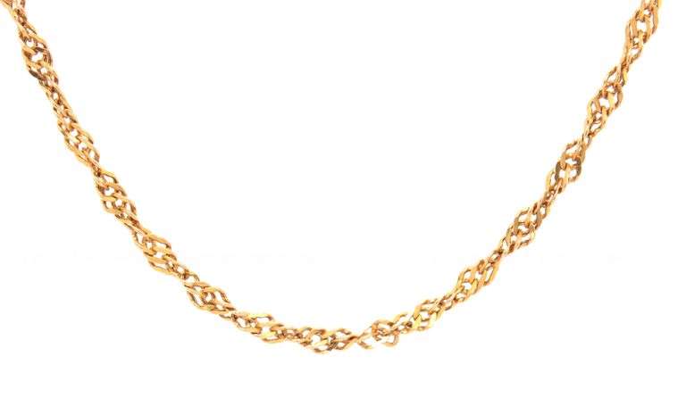 14kt Yellow gold Singapore link chain necklace