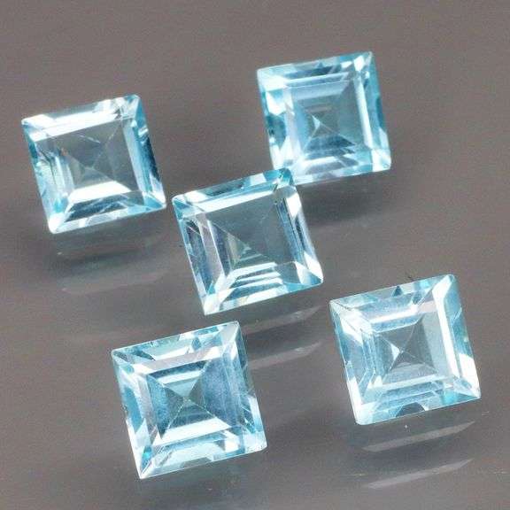 Heavy! 11.36ct Swiss blue princess cut Topaz set!